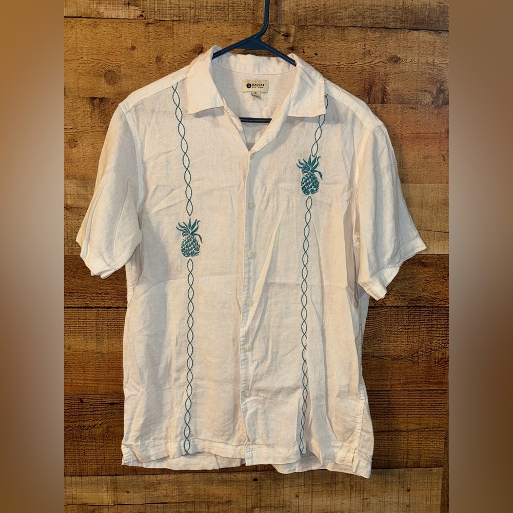 Haggar Coastal Linen Casual Button Up Shirt